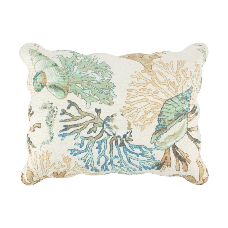 Greenland Home Fashions Barefoot Bungalow Atlantis Pillow Sham, King, Jade,GL-1810AKS - Image 1